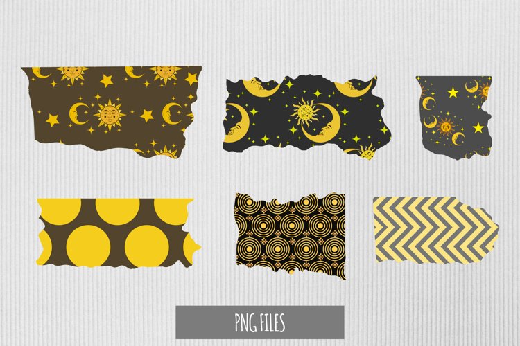 Vintage Moon and Sun Seamless Pattern Torn Paper example image 1