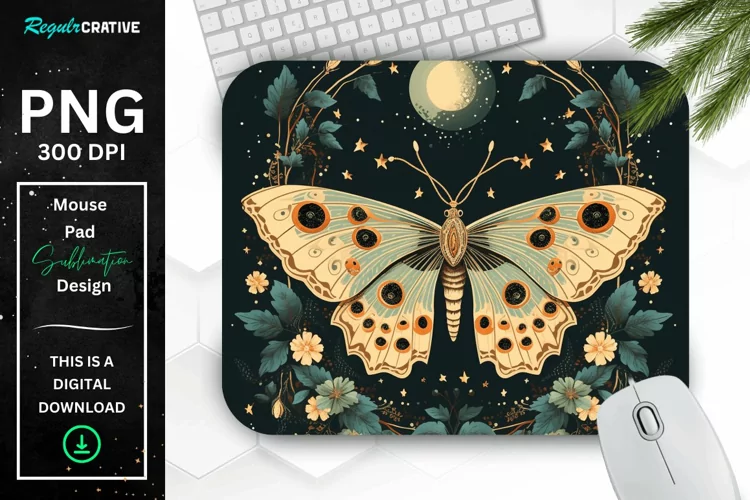 Vintage Moon Moth Mouse pad