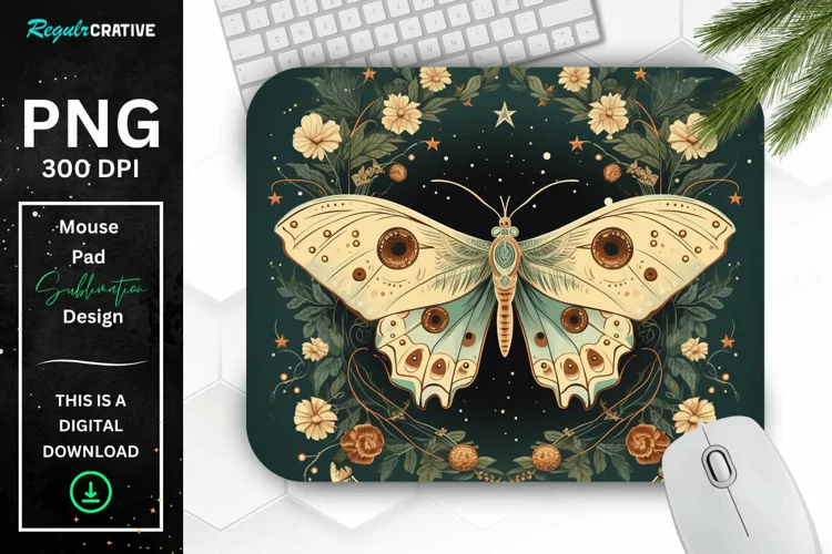 Vintage Moon Moth Mouse pad