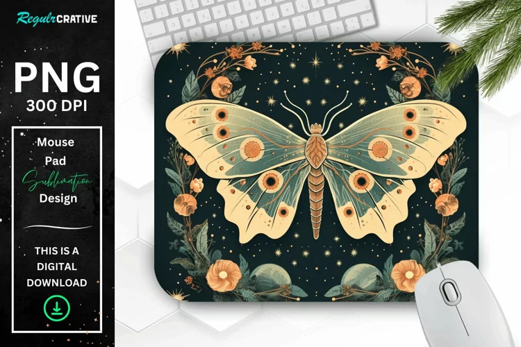 Vintage Moon Moth Mouse pad