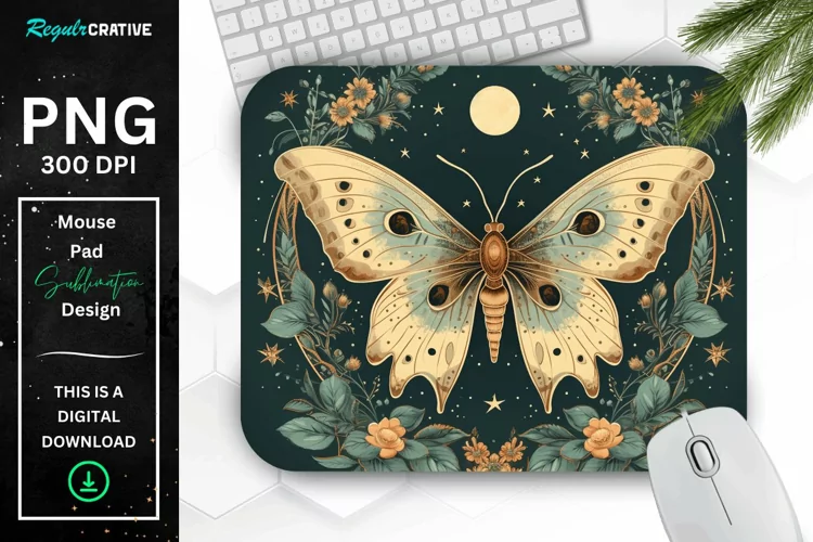 Vintage Moon Moth Mouse pad