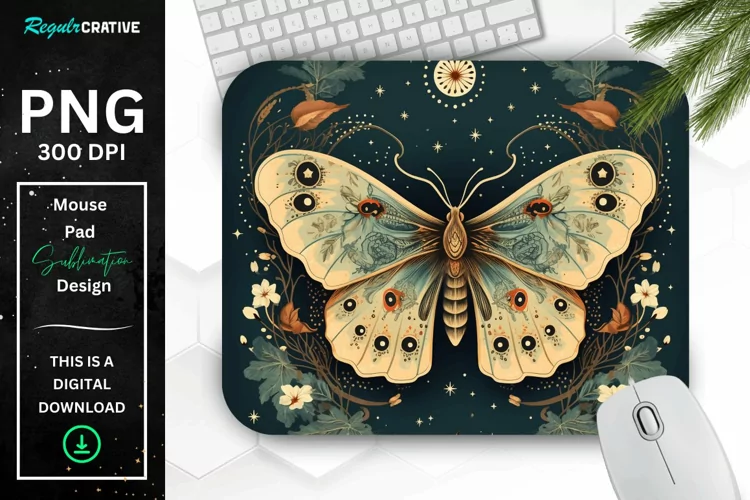 Vintage Moon Moth Mouse pad