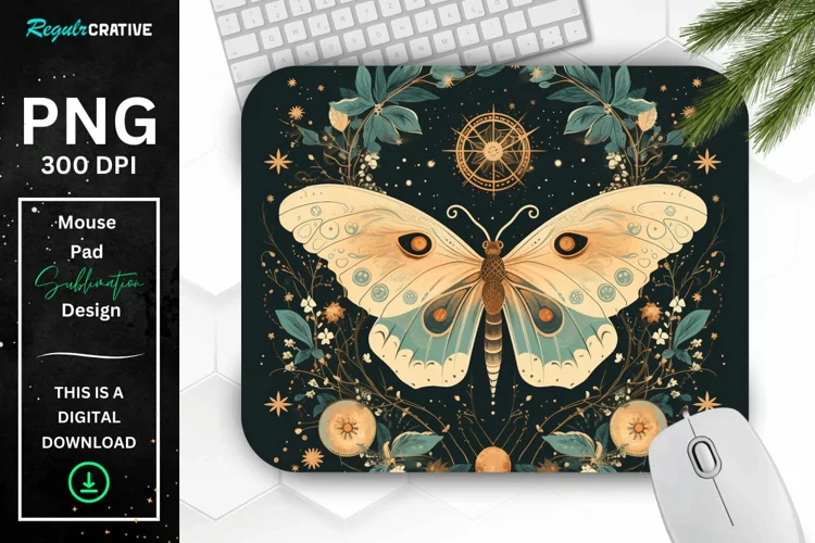 Vintage Moon Moth Mouse pad
