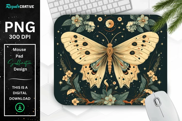 Vintage Moon Moth Mouse pad