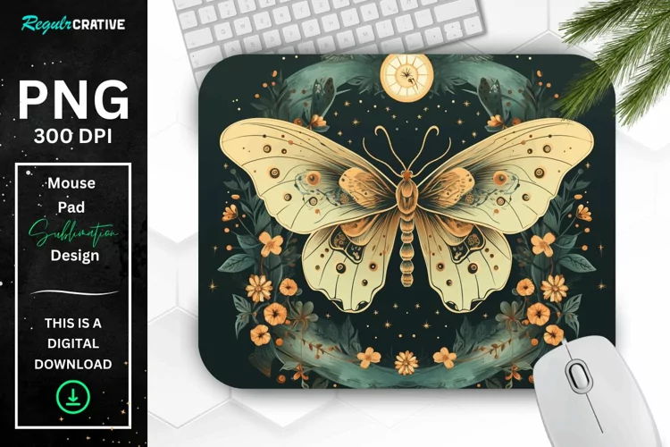 Vintage Moon Moth Mouse pad