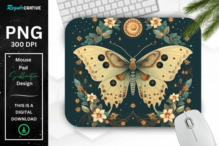 Vintage Moon Moth Mouse pad