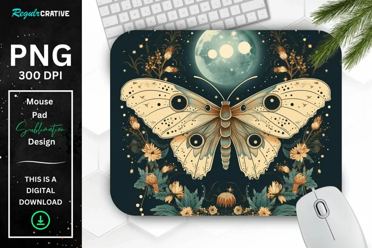Vintage Moon Moth Mouse pad