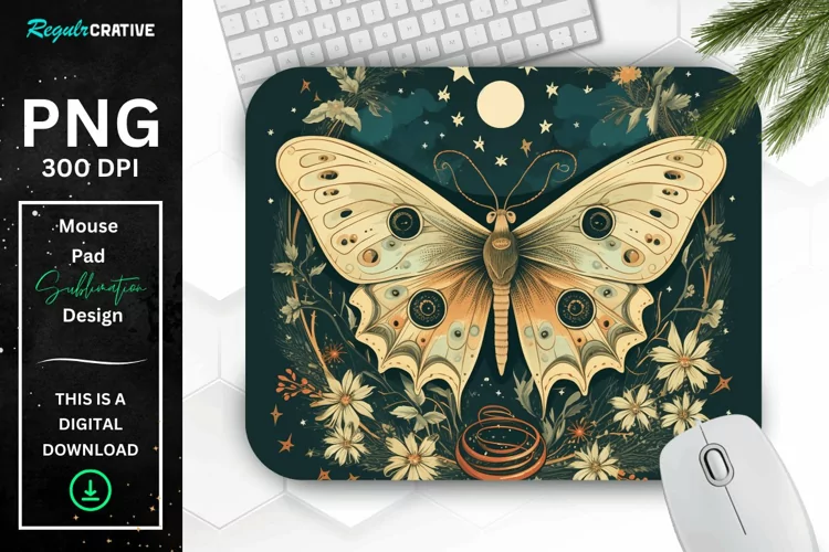 Vintage Moon Moth Mouse pad