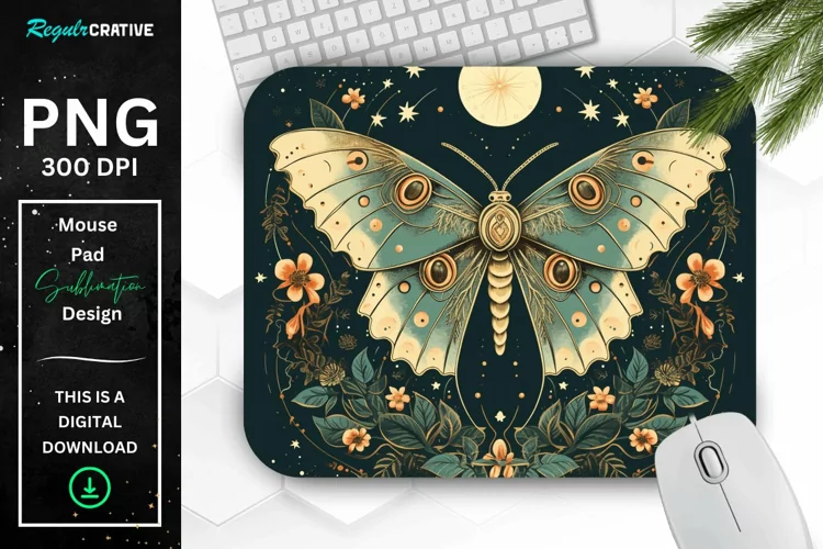 Vintage Moon Moth Mouse pad