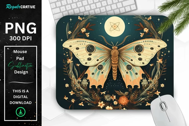 Vintage Moon Moth Mouse pad