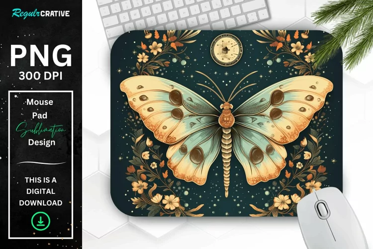 Vintage Moon Moth Mouse pad
