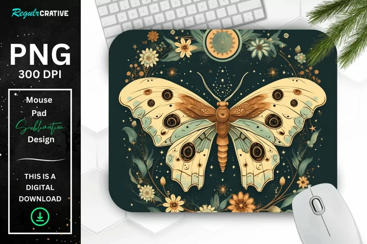 Vintage Moon Moth Mouse pad