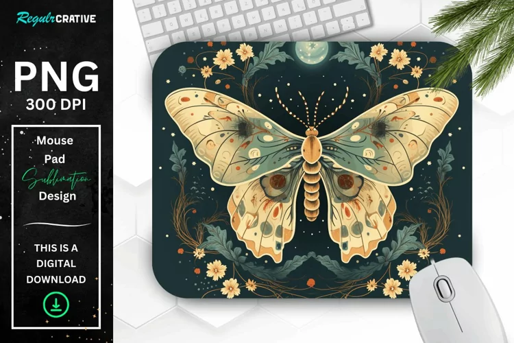 Vintage Moon Moth Mouse pad