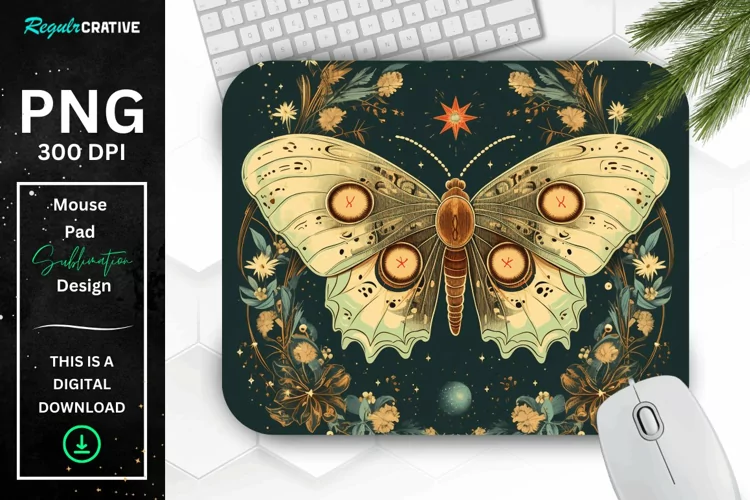 Vintage Moon Moth Mouse pad