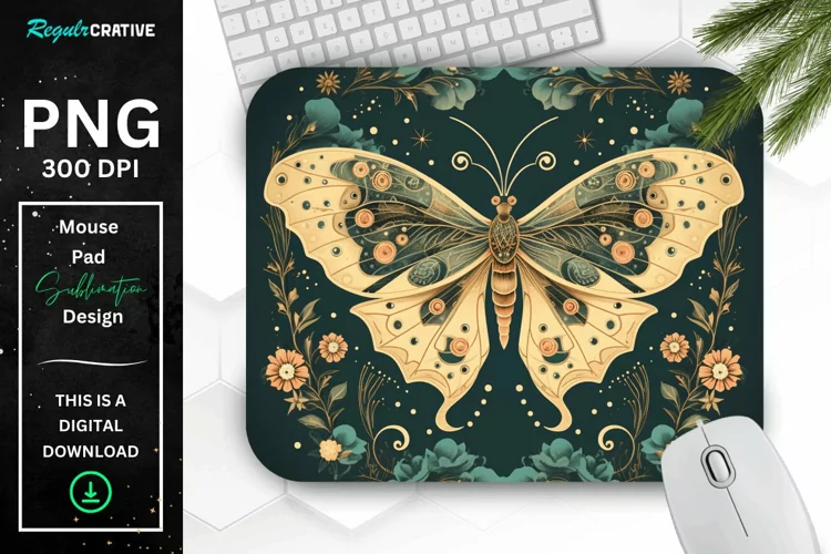 Vintage Moon Moth Mouse pad