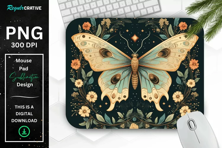 Vintage Moon Moth Mouse pad