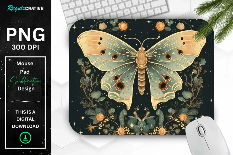 Vintage Moon Moth Mouse pad