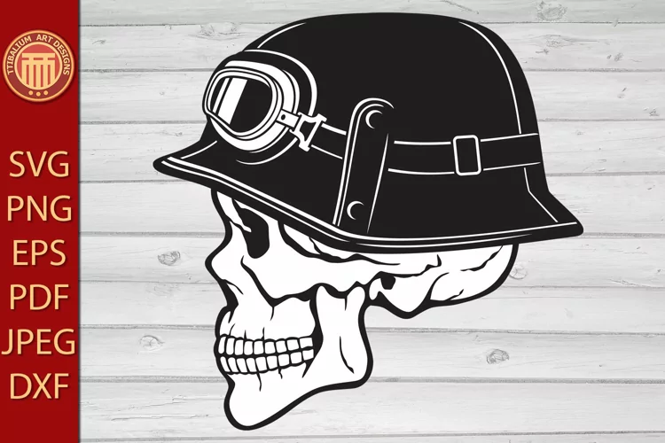 Biker Skull Vintage Motorcycle Helmet - eps, svg, png files