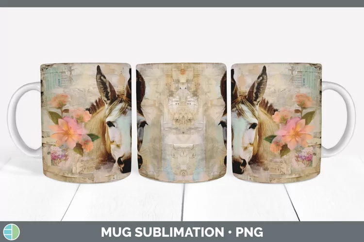 Vintage Mule Mug Wrap | Sublimation Coffee Cup Designs