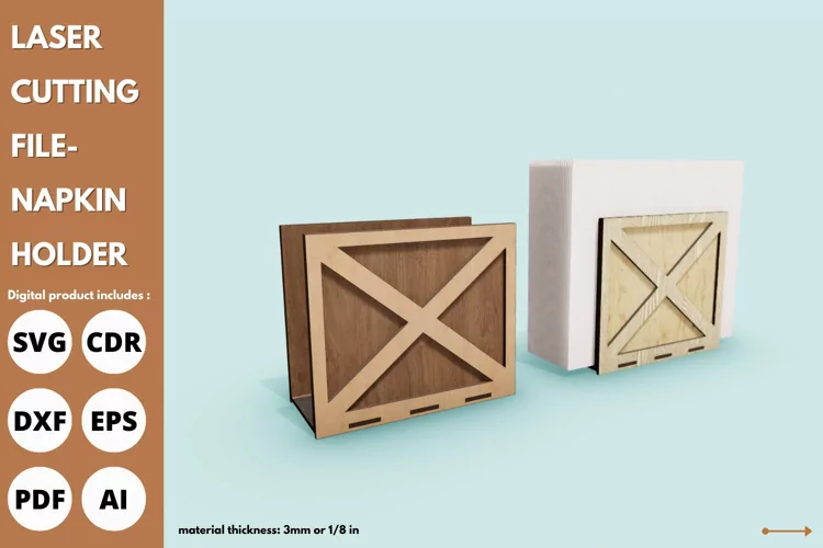 vintage multilayers napkin holder svg laser cutting file