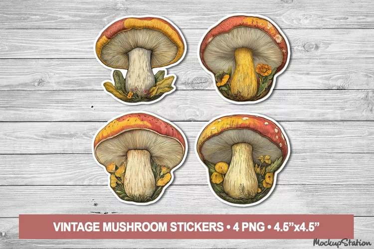 Mushroom Stickers Sheet | Foraging Fall Clipart PNG Designs