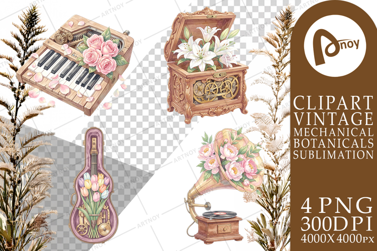 Vintage Music And Floral Sublimation