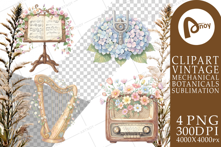 Vintage Music And Floral Sublimation