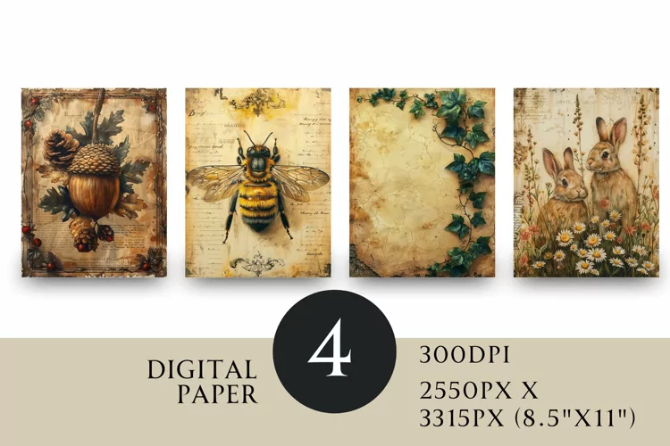 Vintage Nature Junk Journal Digital Paper