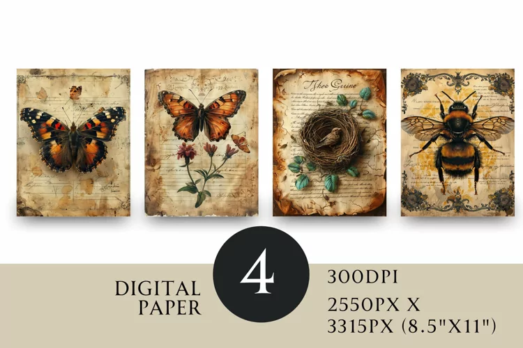 Vintage Nature Junk Journal Digital Paper