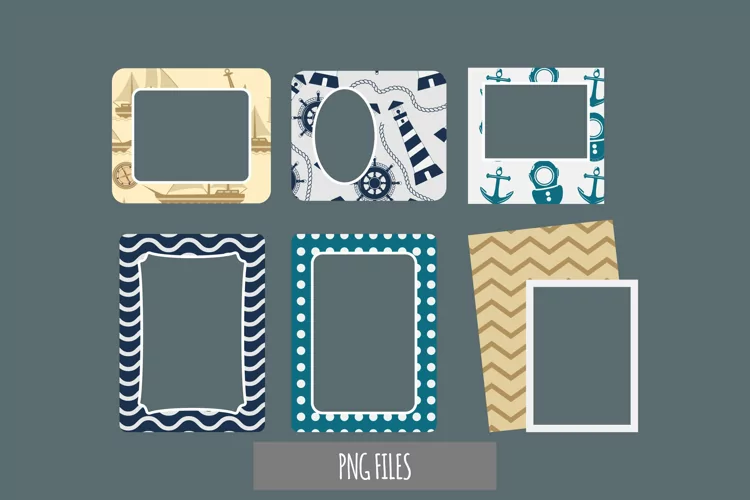 Vintage Nautical Seamless Pattern Frames