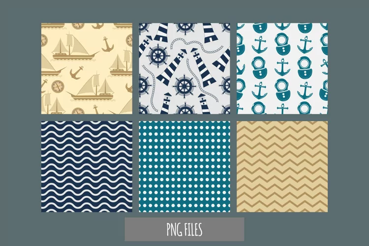 Vintage Nautical Seamless Pattern Paper Packs