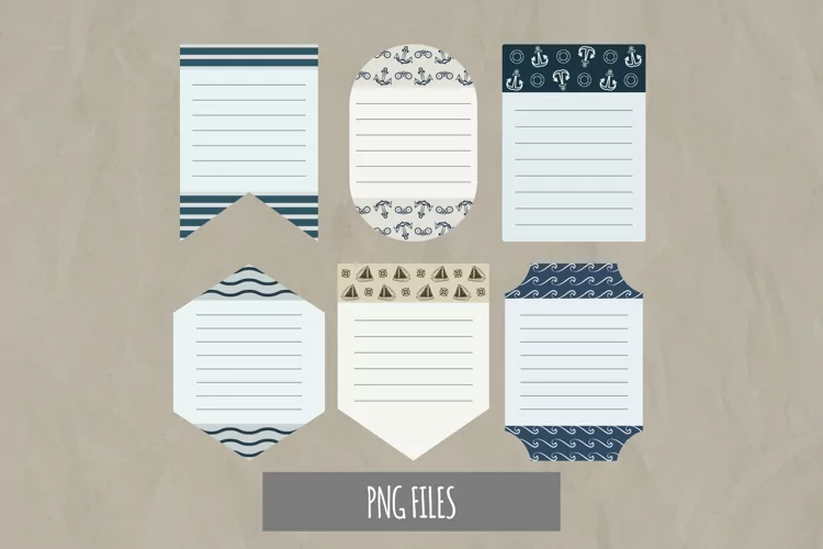 Vintage Nautical Seamless Pattern Shaped Journaling Page