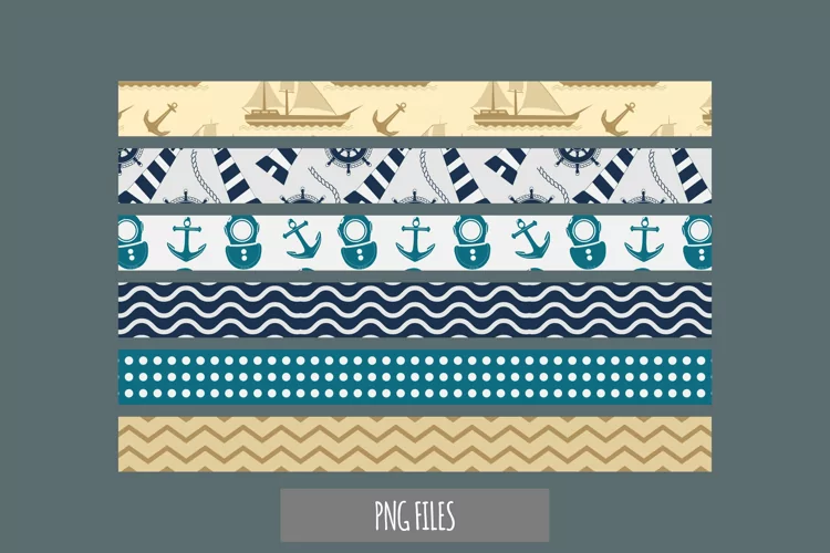 Vintage Nautical Seamless Pattern Strips