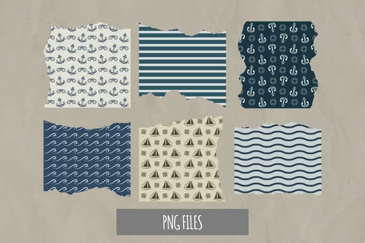 Vintage Nautical Seamless Pattern Torn Paper