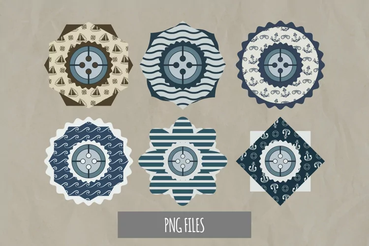 Vintage Nautical Seamless Pattern Button