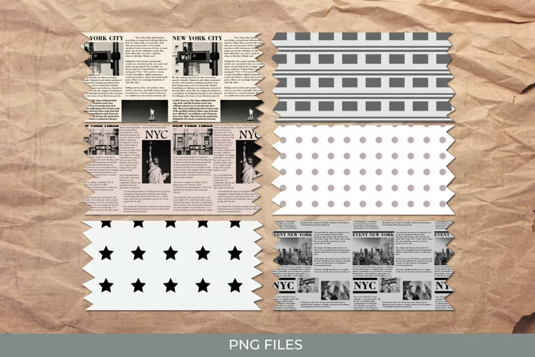 Vintage New York Article in Newspaper Seamless Pattern Tape