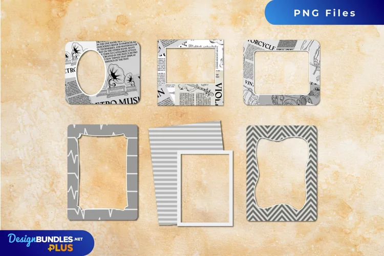 Vintage Newspaper Advertisement Pattern Frame Set