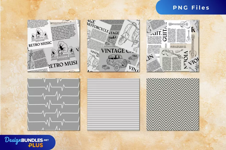 Vintage Newspaper Advertisement Pattern Paper Pack