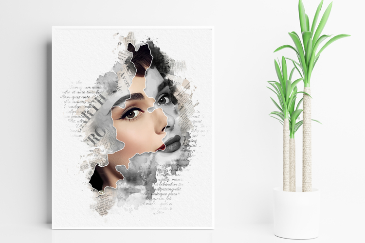 Vintage Newspaper Collage Portrait Art Photo Effect