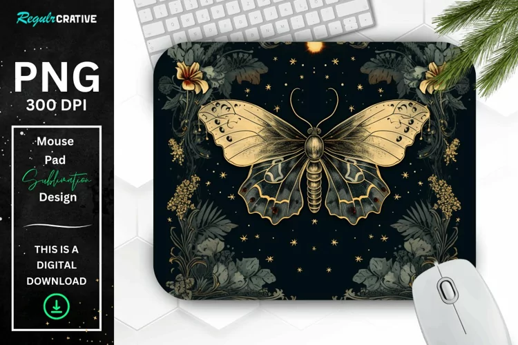 Vintage Night Moth Mouse Pad