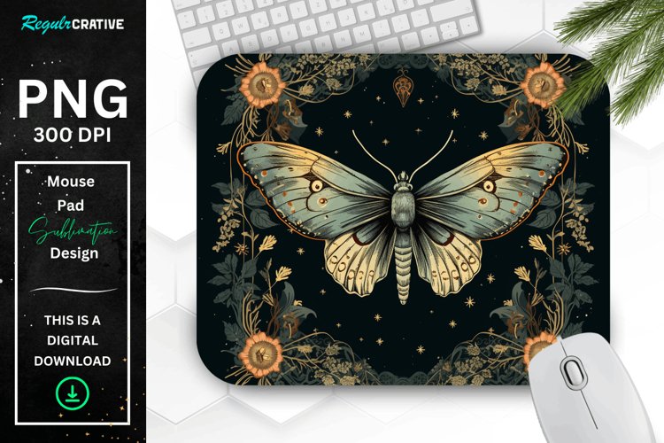 Vintage Night Moth Mouse Pad