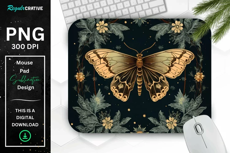 Vintage Night Moth Mouse Pad