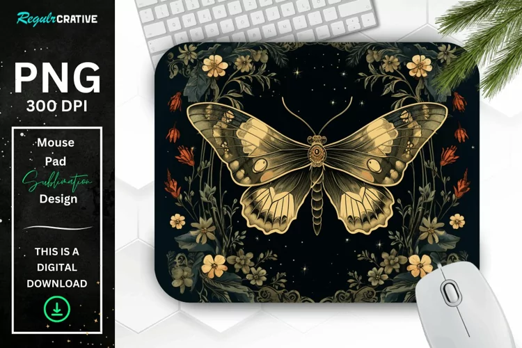 Vintage Night Moth Mouse Pad