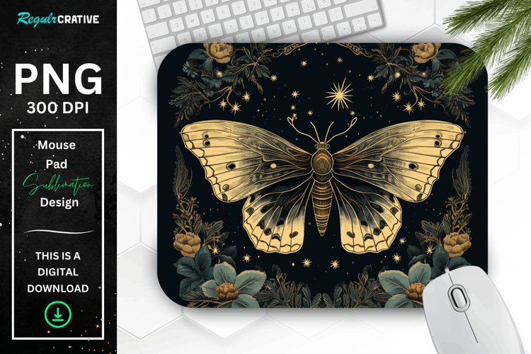 Vintage Night Moth Mouse Pad