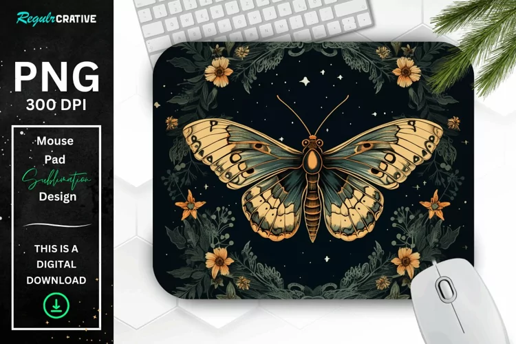 Vintage Night Moth Mouse Pad