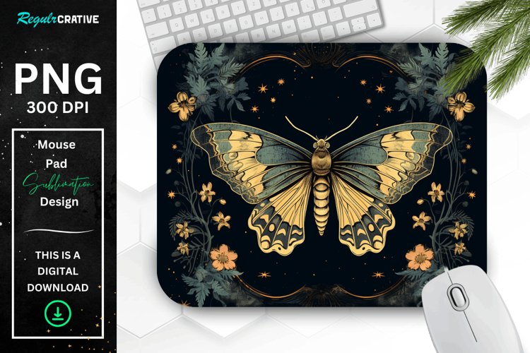Vintage Night Moth Mouse Pad