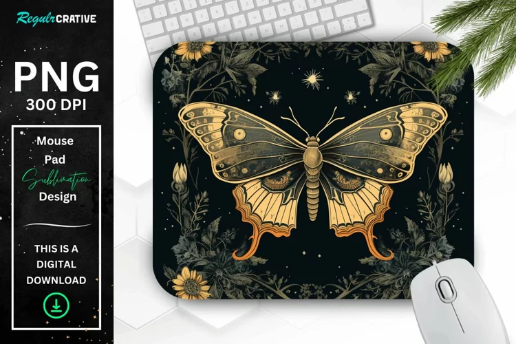 Vintage Night Moth Mouse Pad