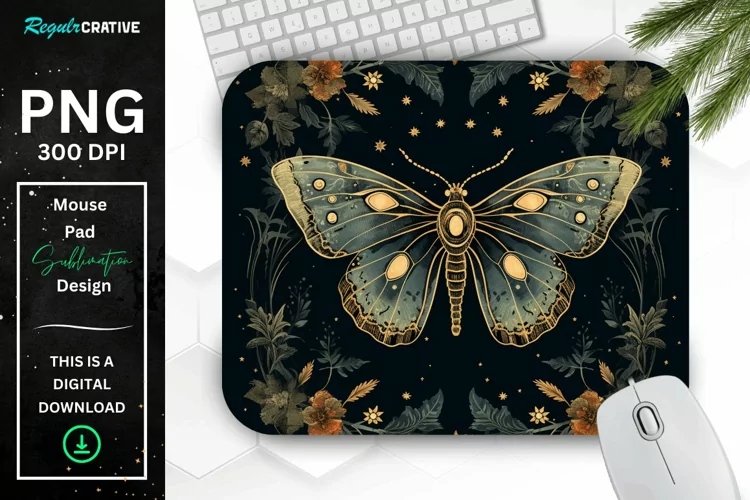 Vintage Night Moth Mouse Pad