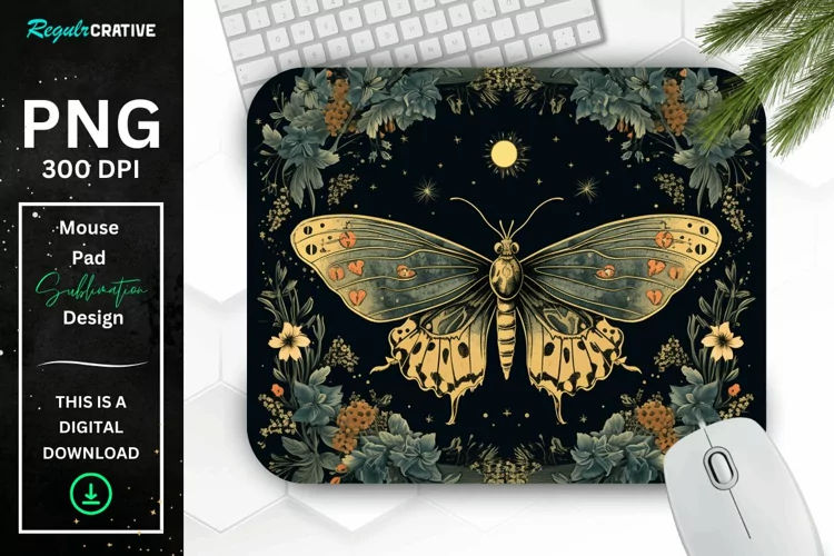 Vintage Night Moth Mouse Pad