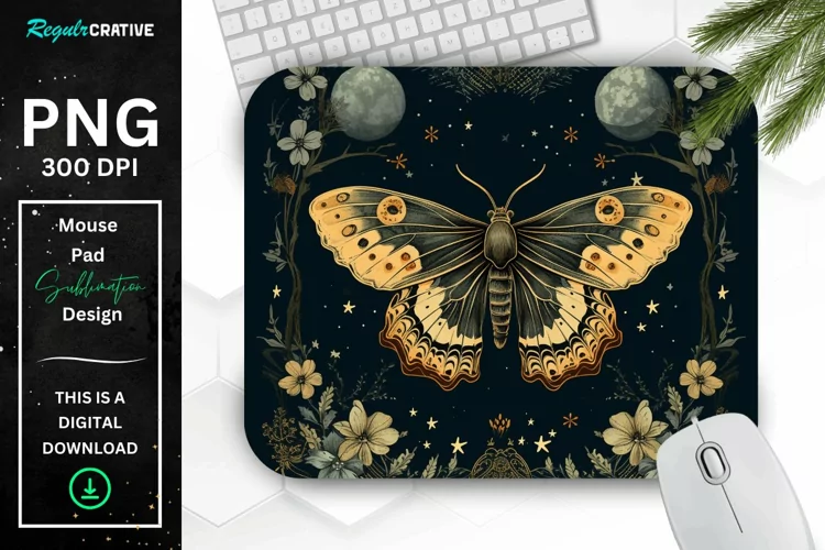 Vintage Night Moth Mouse Pad